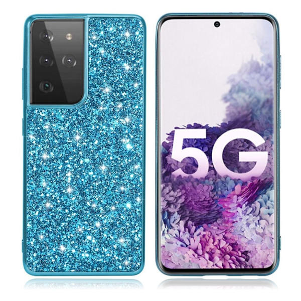Glitter Samsung Galaxy S21 Ultra 5G kotelot - Sininen Blue