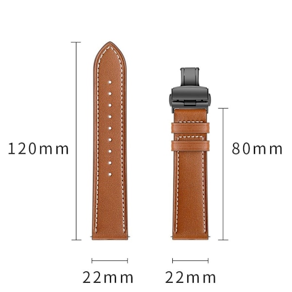 Samsung Gear S3 / S3 Frontier klockarmband i äkta läder - Svart / Brun Brun