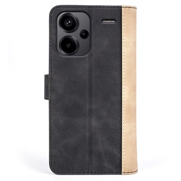 Tvåfärgat Xiaomi Redmi Note 13 Pro Plus fodral i läder - Svart Svart