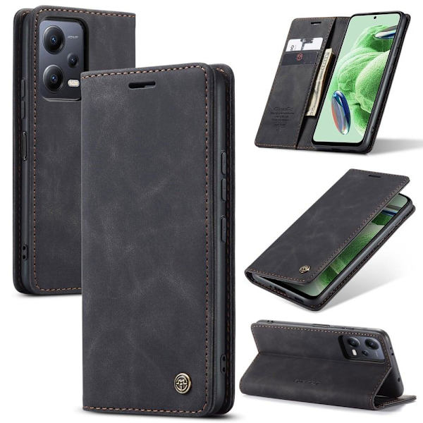 CaseMe Xiaomi Poco X5 / Redmi Note 12 Vintage Suojakotelo - Musta Black