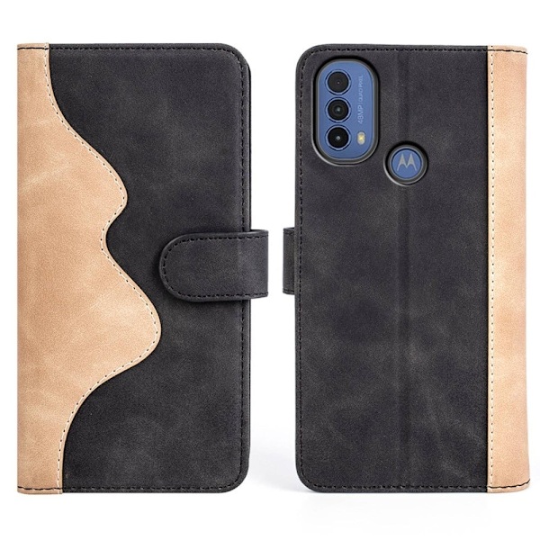 To Farvet Læder Flip Case til Motorola Moto E30 / E40 / E20 - Sort Black