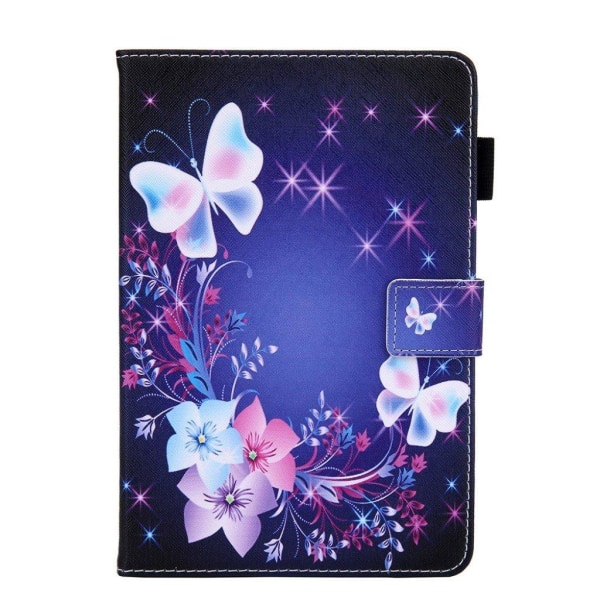 Cool patterned leather flip case for iPad Mini (2019) - Flower / Blue
