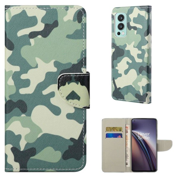 Wonderland OnePlus Nord 2 5G flip etui - Camouflage Green