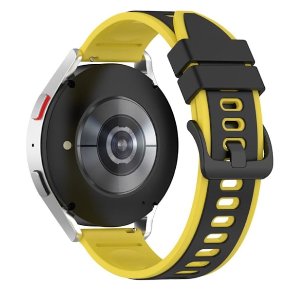 20 mm dobbeltfarvet silikoneurrem til Samsung-ur - Sort / Gul Yellow