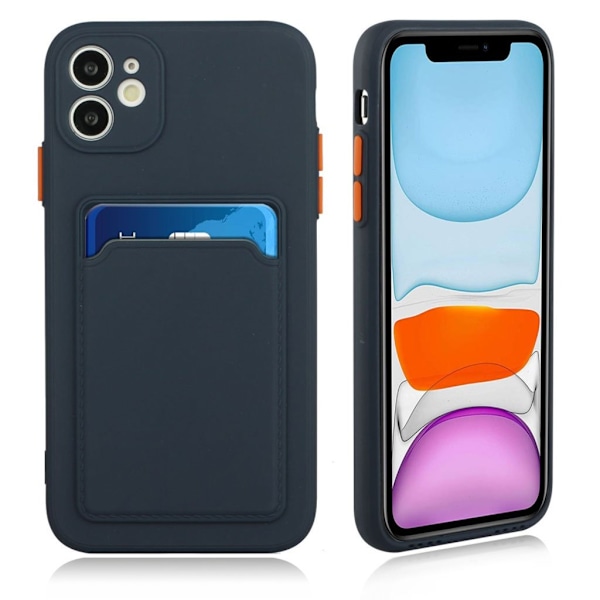 Card Holder Deksel til iPhone 12 Mini - Mørkeblå Blue