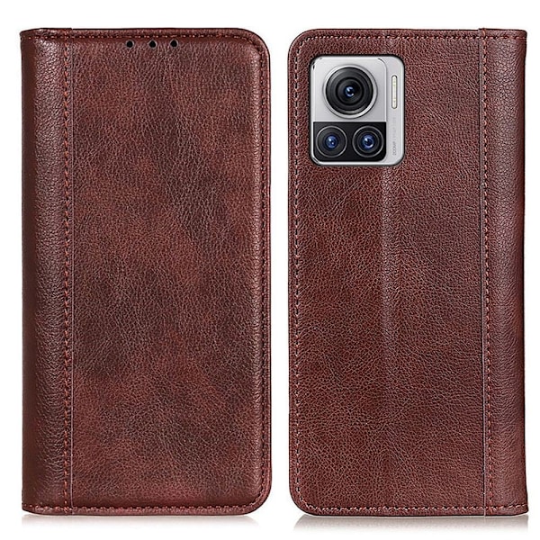 Äkta läder Motorola Edge 30 Ultra / Motorola Moto X30 Pro fodral med magnetisk stängning Brun