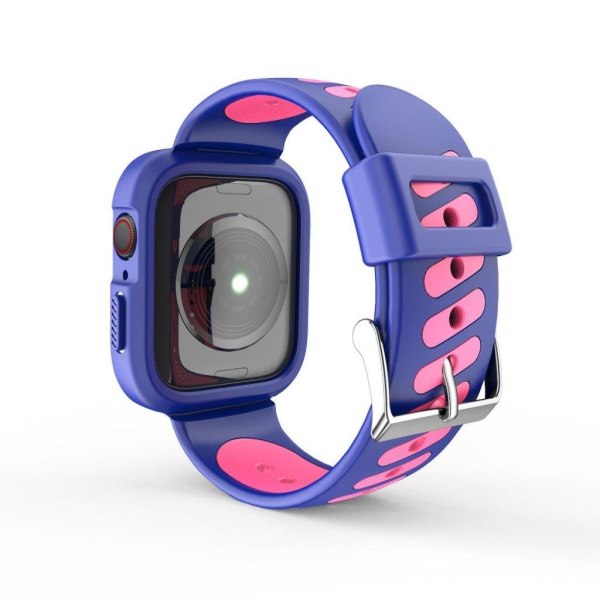 Apple Watch serie 4 44mm tofarvet silikoneurrem - blå / pink Blue