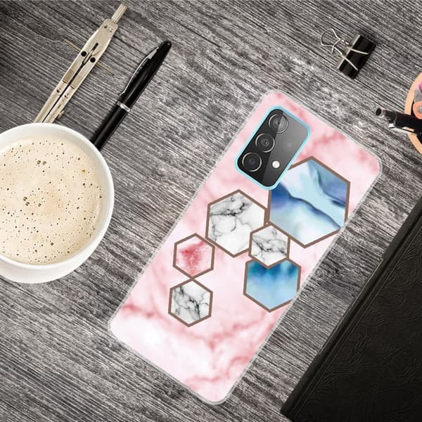 Deco Samsung Galaxy A73 Etui - Sekskant Fragment Klinkekule Multicolor