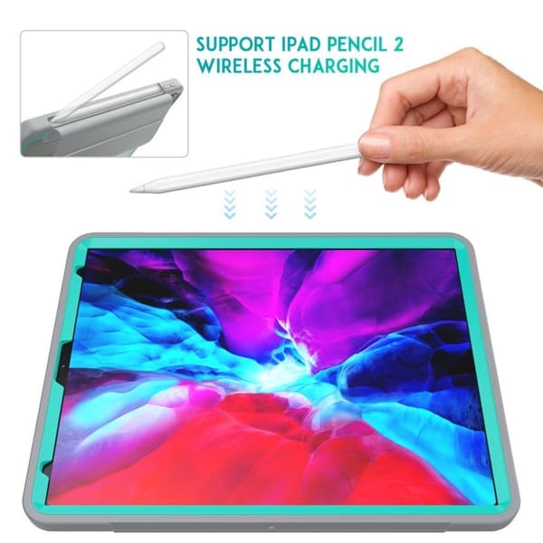 iPad Pro 12.9 inch (2020) elegant tri-fold fodral - grå / baby blå Silvergrå