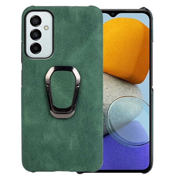 Stötsäkert läderfodral med oval kickstand för Samsung Galaxy M23 - Grön Grön