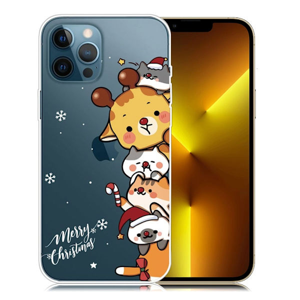 Christmas Series Santa Deer Pattern IMD Flexible Protective mobil cover iPhone 13 Pro Max 6.7 inch - Søde Katte Multicolor