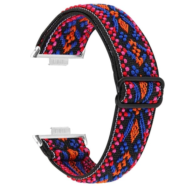 Huawei Watch Fit 3 Nylon Watch Strap Pattern Print Adjustable Elastic Wrist Band - 54# Red