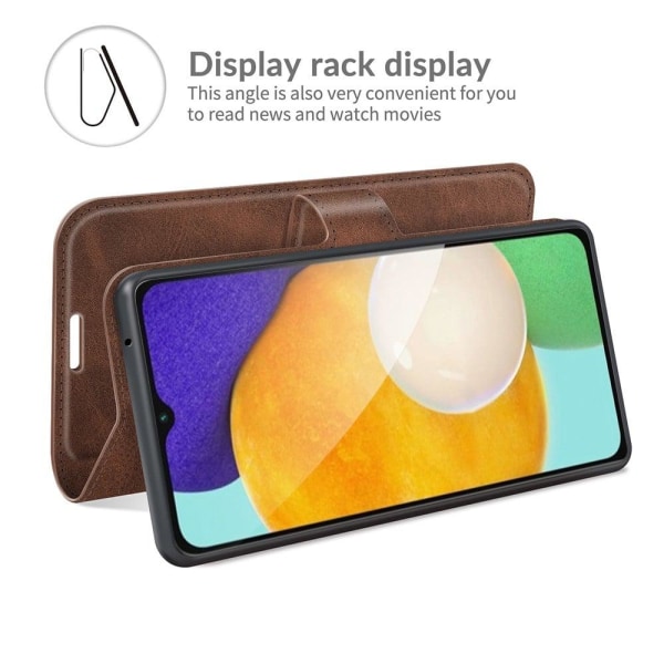 Hållbart konstläder Samsung Galaxy A13 5G fodral med plånbok - B Brun
