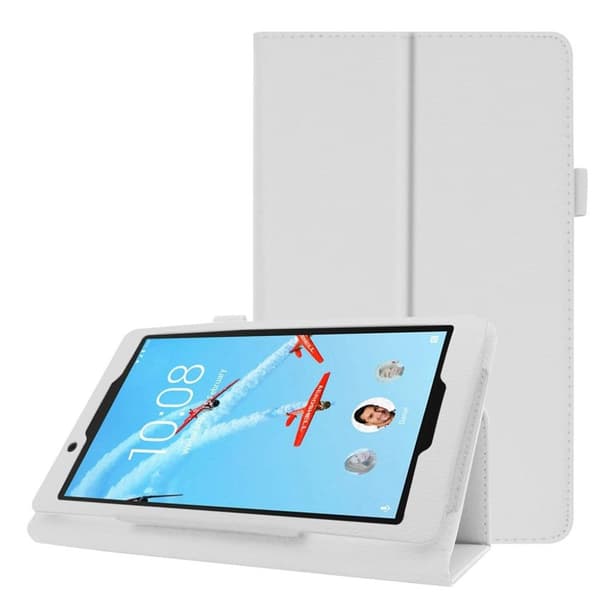 Lenovo Tab E8 litchi læderetui - Hvid White
