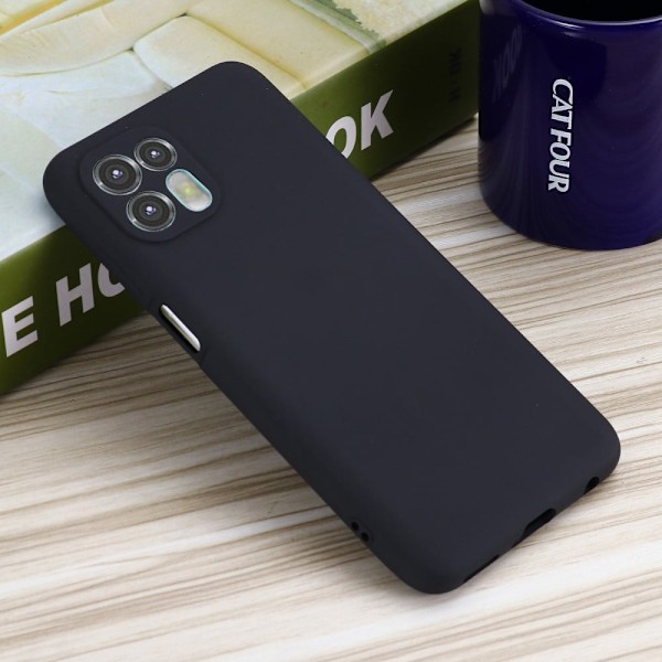 Matte Liquid Silikone Cover til Motorola Edge 20 Lite - Sort Black