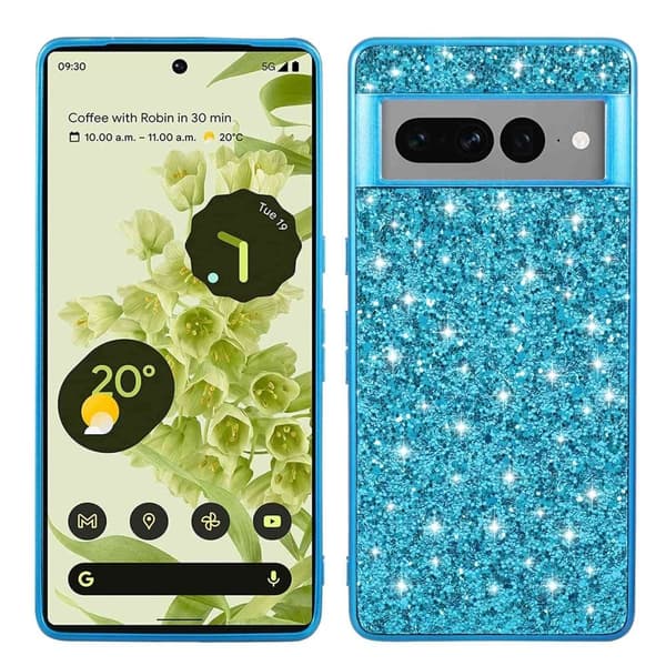 Glitter Google Pixel 7 Pro Suojakotelo - Sininen Blue