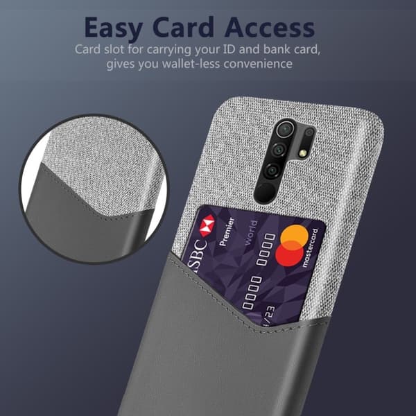 Bofink Xiaomi Redmi 9 Card deksel - Grå Silver grey