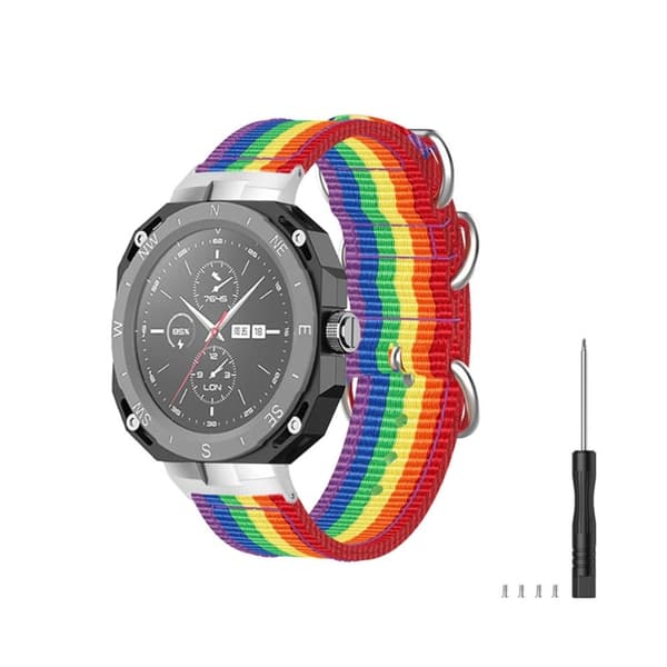 Huawei Watch GT Cyber klockarmband i nylon - Regnbåge multifärg
