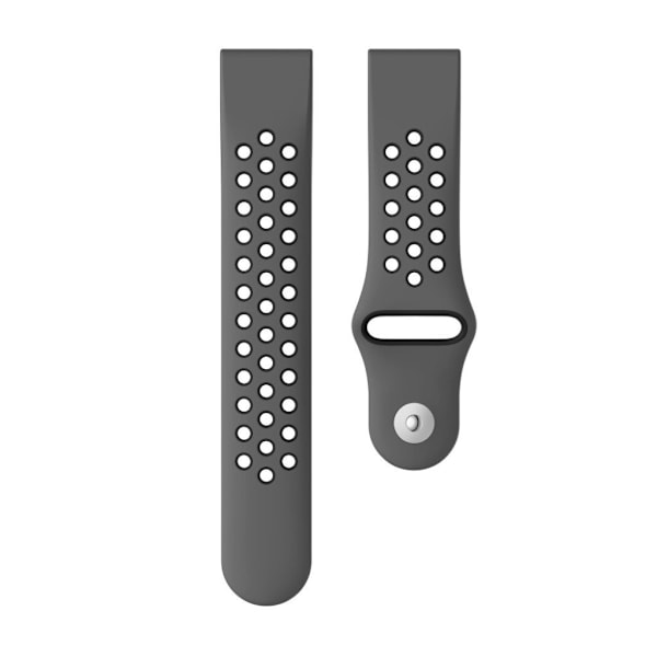 22mm Garmin Forerunner 935 / Quatix 5 / Fenix 5 / Fenix 5 Plus / Approach S60 kaksivärinen silikoninen ranneke - Harmaa / Musta Aukko Black