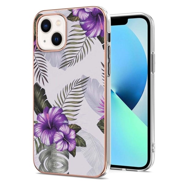 Marble design iPhone 14 Plus cover - Lilla Blomster Purple