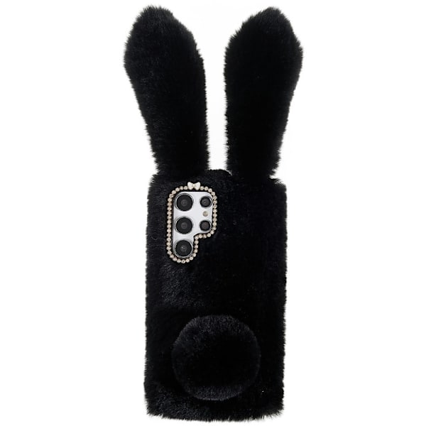 Fluffy Rabbit Samsung Galaxy S22 Ultra skal - Svart Svart