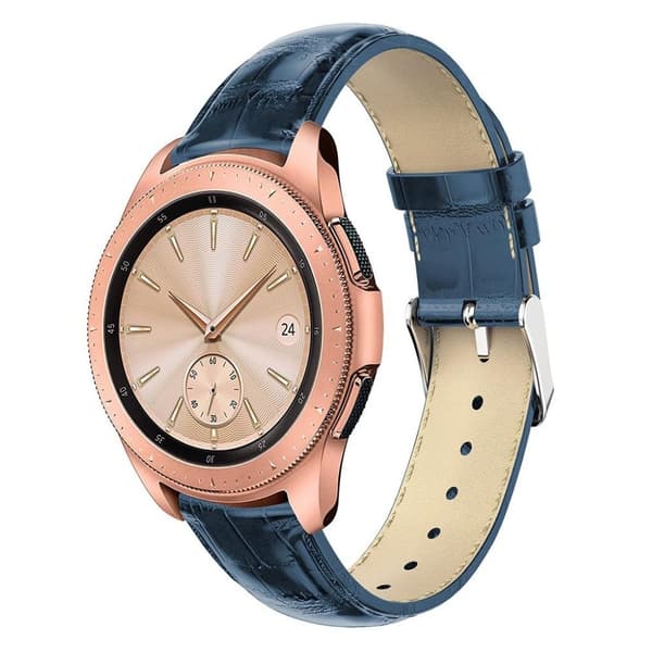 Samsung Galaxy Watch (42mm) klockarmband i äkta läder - Blå Blå