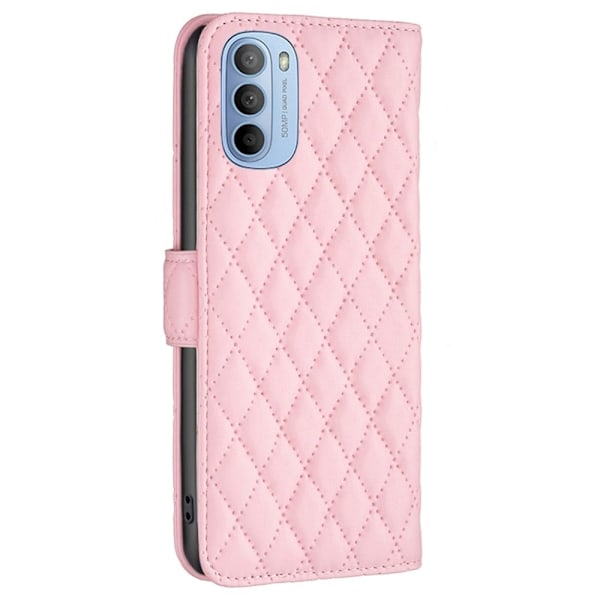 Rhombus Mønster Matte Flip Case til Motorola Moto G41 / G31 - Lyserød Pink