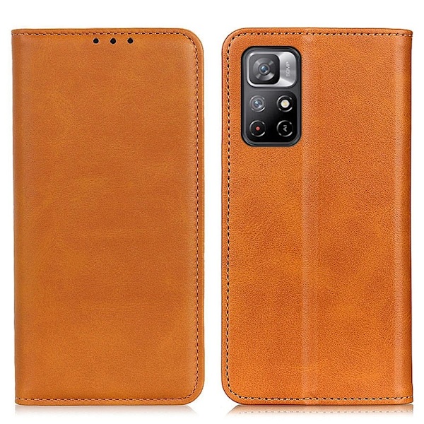 Flip Etui med Pung i Ægte Læder til Xiaomi Redmi Note 11T 5G / Note 11s 5g - Brun Brown