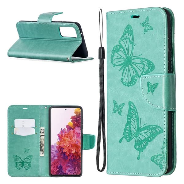 Butterfly Samsung Galaxy S20 Fe 5g / S20 Fe Flip Etui - Grøn Green