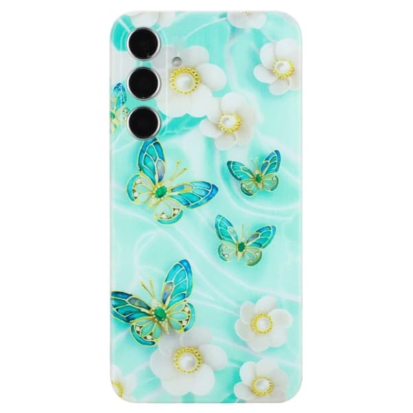 Deco Samsung Galaxy S24 cover - Sommerfugl Og Blomst Green