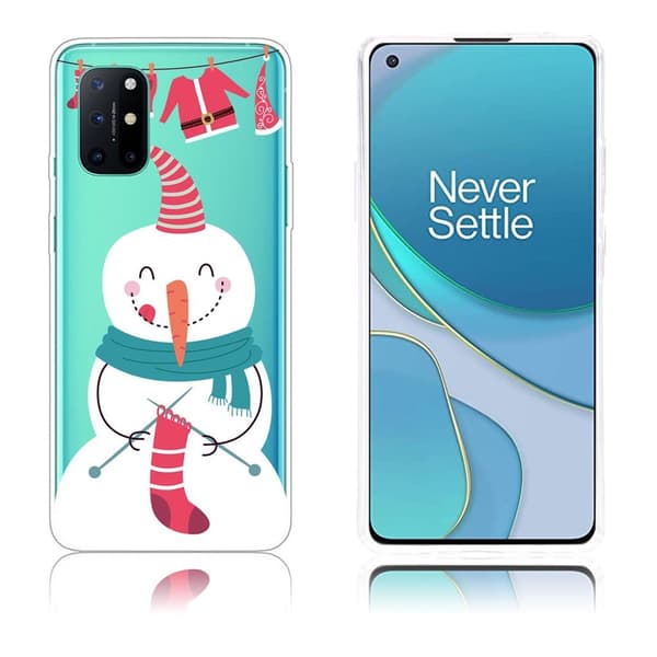 Juleveske til OnePlus 8T - Snømann Som Strikker Sokker White