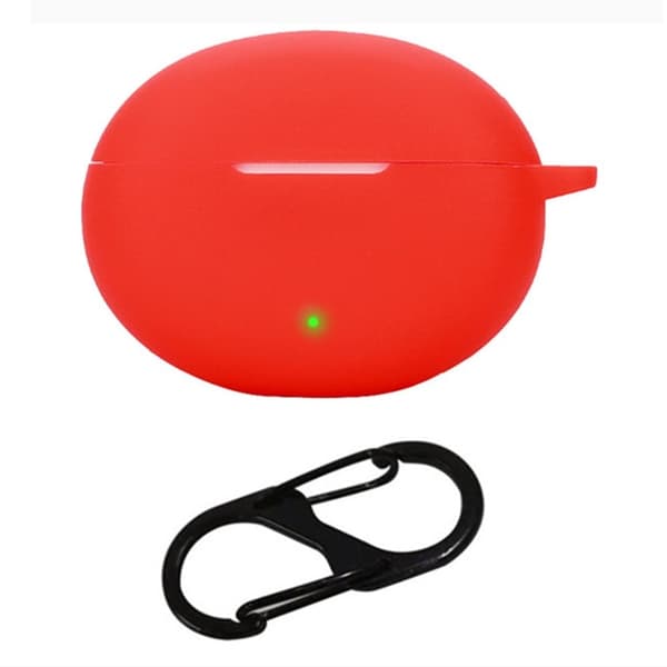 Oppo Enco R3 Pro Case with Anti Lost Buckle Bluetooth Earbuds Silicone Protective Cover - Red Red