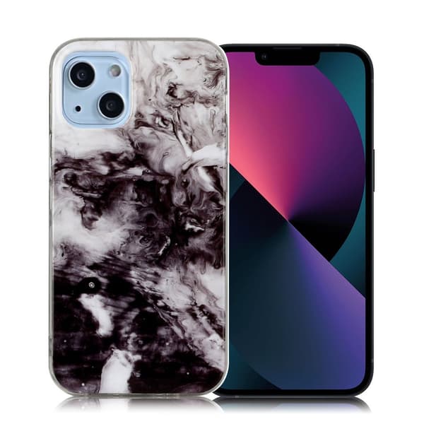 Marmormotiv iPhone 13 skal - Svart / Vit multifärg