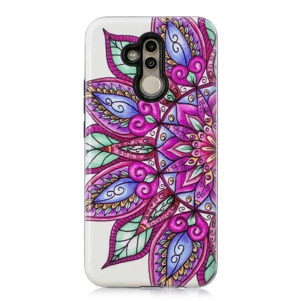 Huawei Mate 20 Lite kombinationsfodral med präglat mönster - Halv Blomma multifärg