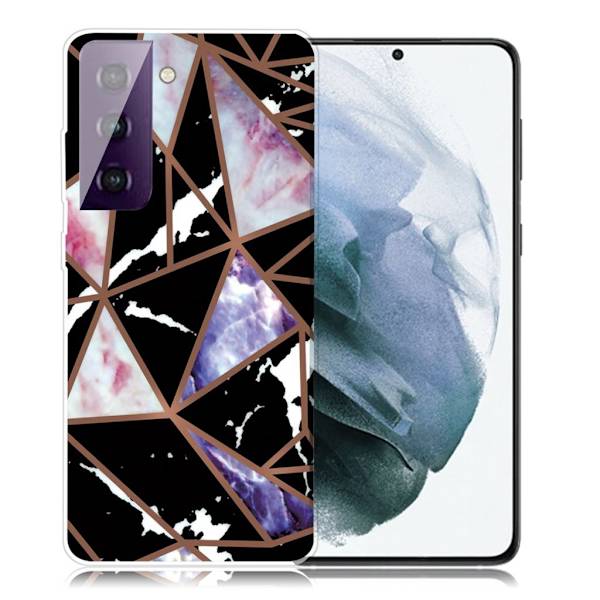 Marble Samsung Galaxy S21 Plus Etui - Svart / Rose / Blå Multicolor