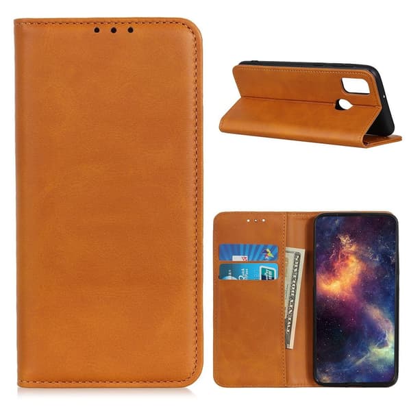 Wallet-style ægte Læder Flipcase til Alcatel 3l (2021) / 1s (2021) - Brun Brown