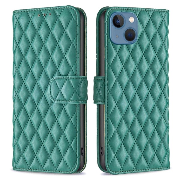 Rombuskuvioinen matta läppäkotelo iPhone 13 - Vihreä Green
