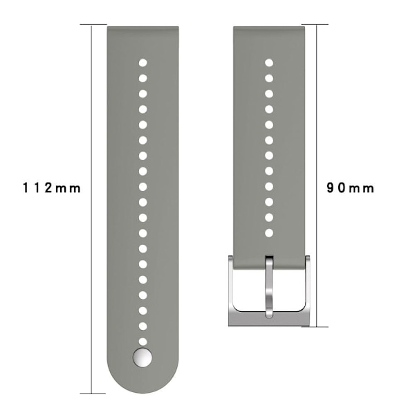 22 mm universal urrem i silikone - Lysegrå Silver grey