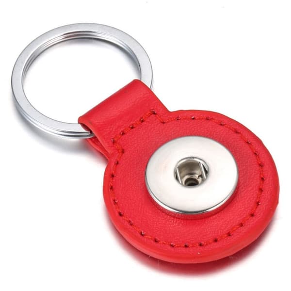 Mini pyöreä nahkainen avaimenperä - Punainen Red