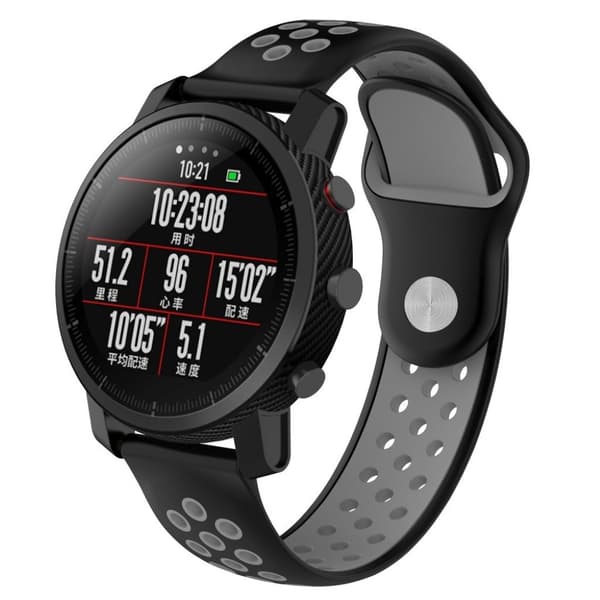 Huami Amazfit-kellon vaihtoranneke - Musta, harmaa Silver grey