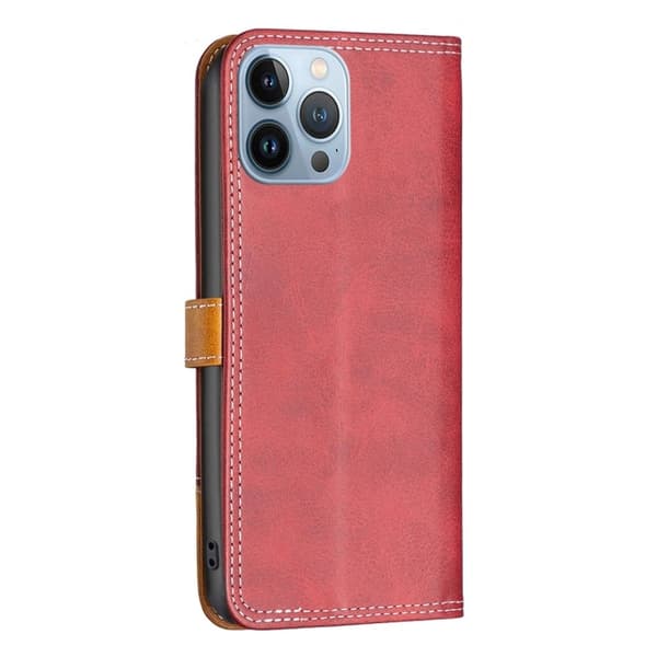BINFEN tofarget læretui for iPhone 13 Pro - Rød Red