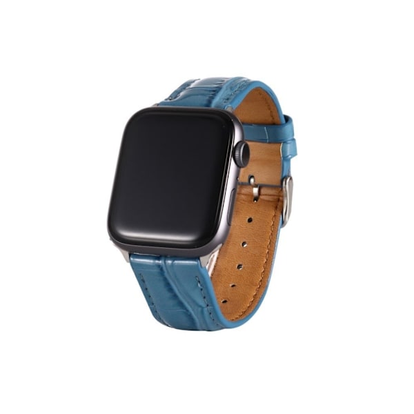Apple Watch Series 5 / 4 40mm leather case with crocodile pattern - Blue Blå