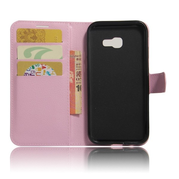 Samsung Galaxy A5 (2017) beskyttende læder-etui med kortholder  - Pink Pink