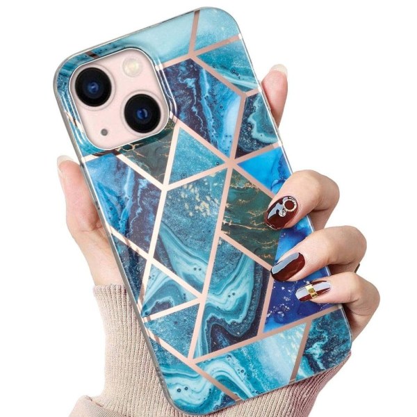 Marble design iPhone 14 cover - Blå/Grøn Marmor Blue