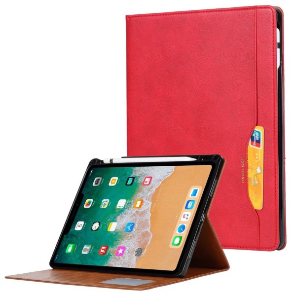 iPad Mini 6 (2021) wallet design leather flip case with pen slot Red