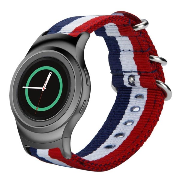 Samsung Gear S2 -kellon kestävä nailonranneke - Sininen / Valkoinen / Punainen Multicolor