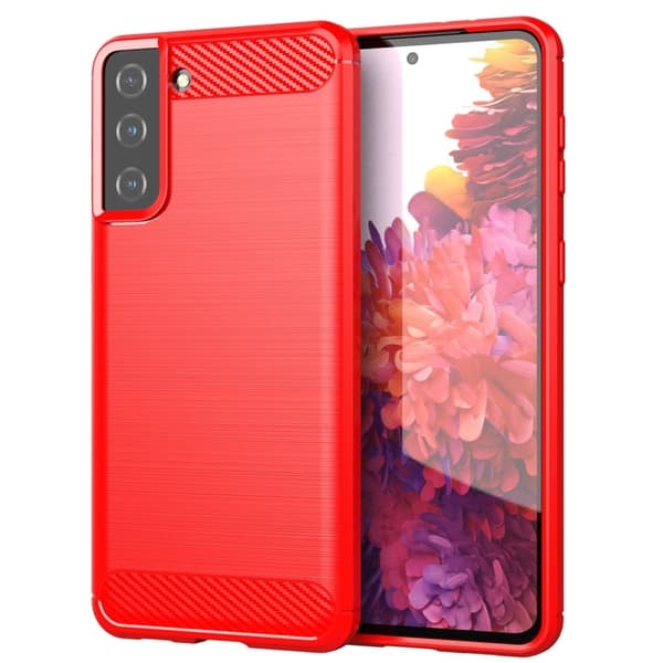 Carbon Flex Suojakotelo Samsung Galaxy S21 Plus 5G - Punainen Red