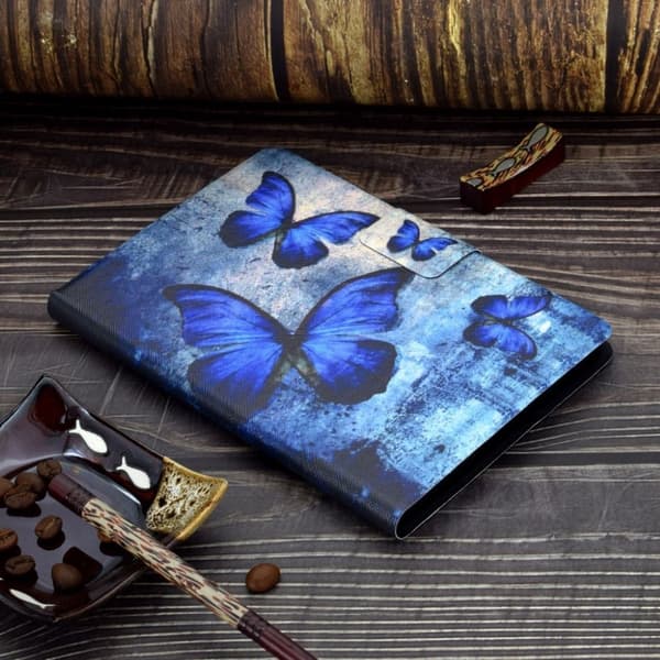 Cool Mønster Lær Etui til Lenovo Tab M10 - Blåe Sommerfugler Blue