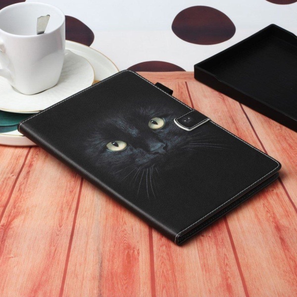 iPad 10.2 (2019) vibrant pattern printing leather case - Cat Fac Svart