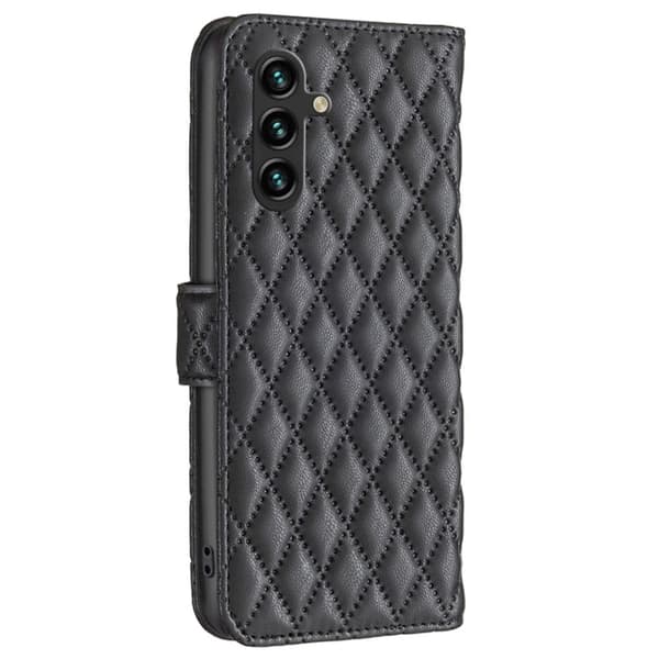 Rombemønster, matt flip-deksel for Samsung Galaxy A05s - Svart Black